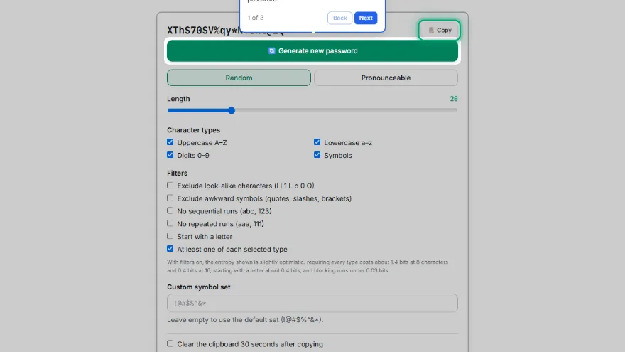 Copy it into your password manager