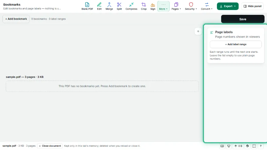 Edit the bookmarks