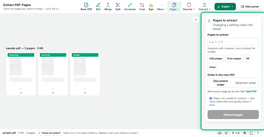 Select pages