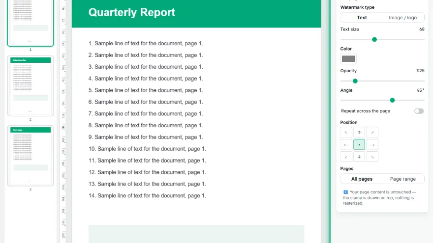 Pick watermark or page numbers