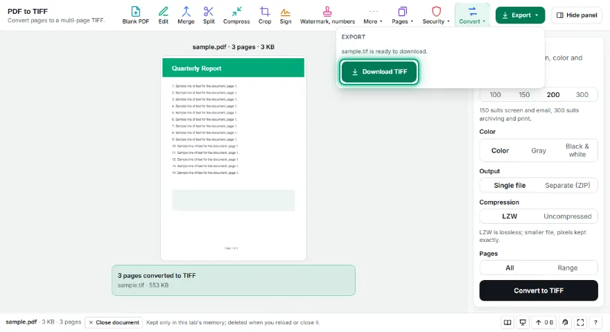 Convert and download