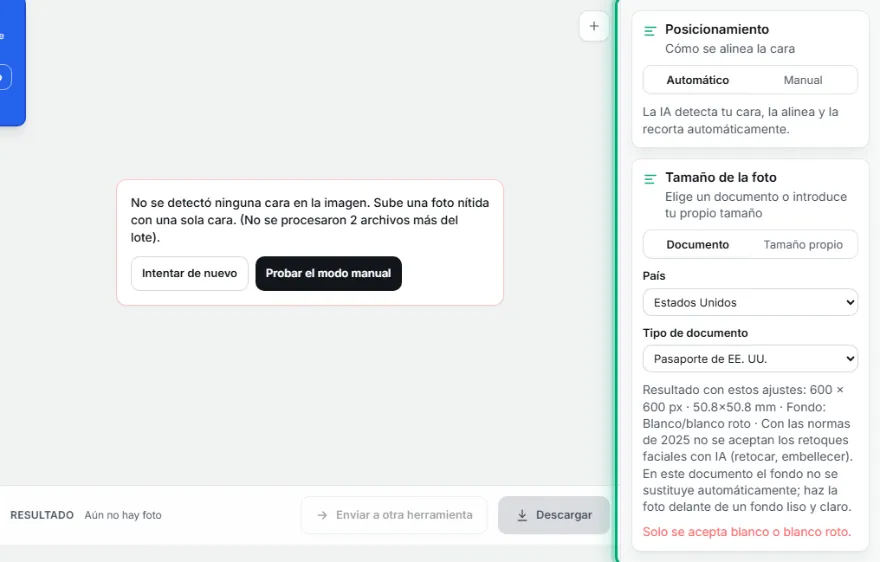 Elige el país y el tipo de documento