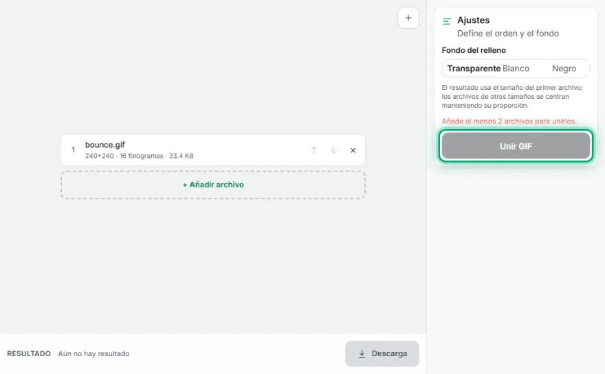 Une y descarga