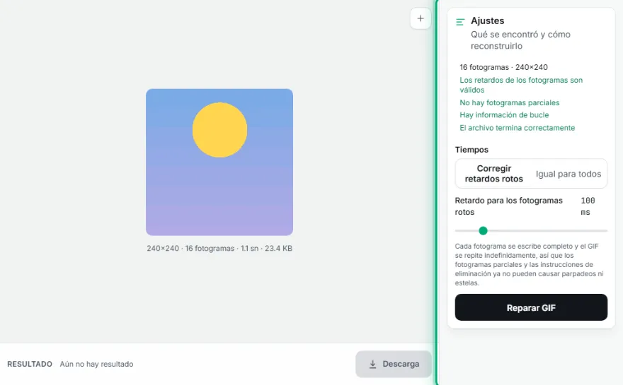 Revisa el número de fotogramas