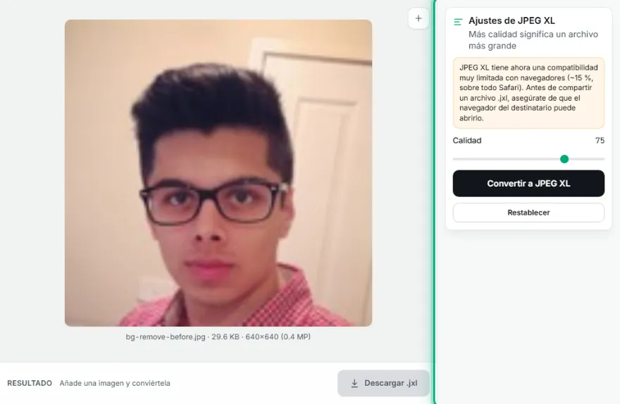 Comprueba el tamaño