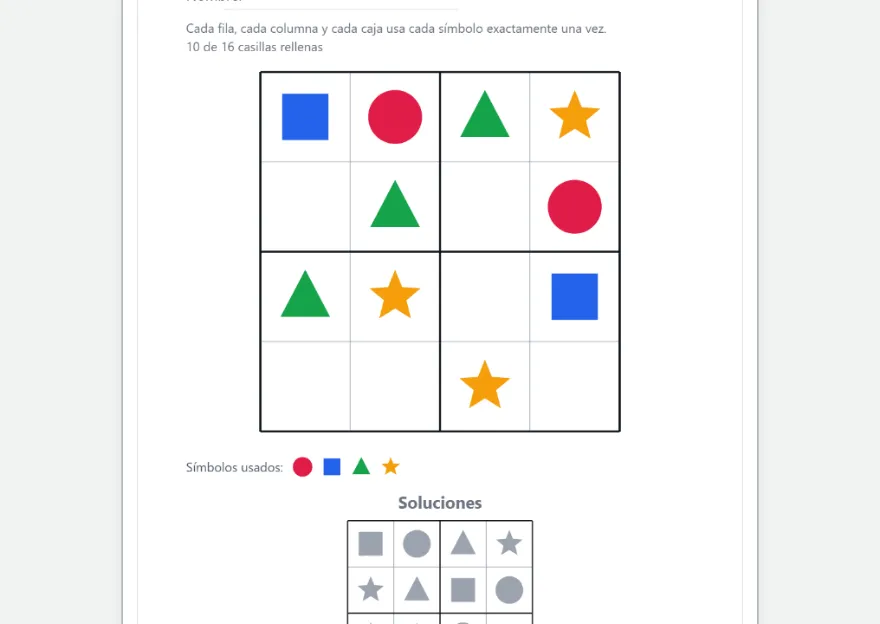 Elige formas o números