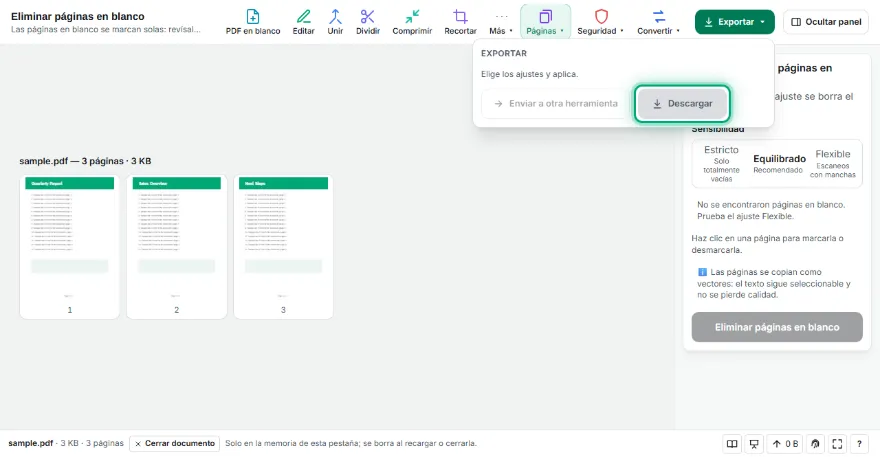 Elimina y descarga