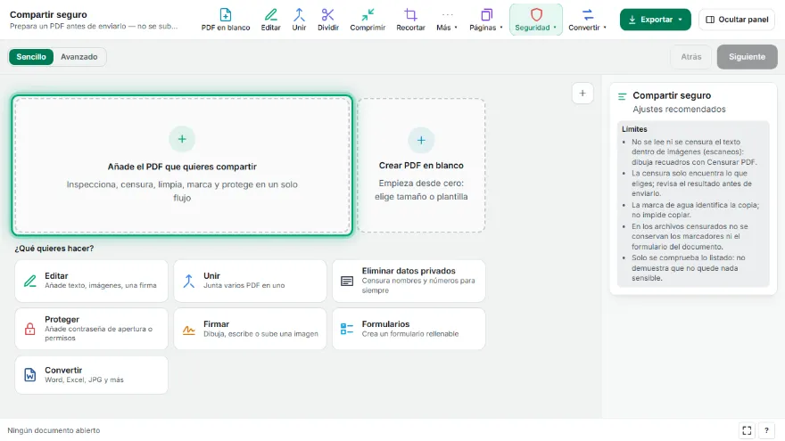 Añade el PDF y revisa los hallazgos