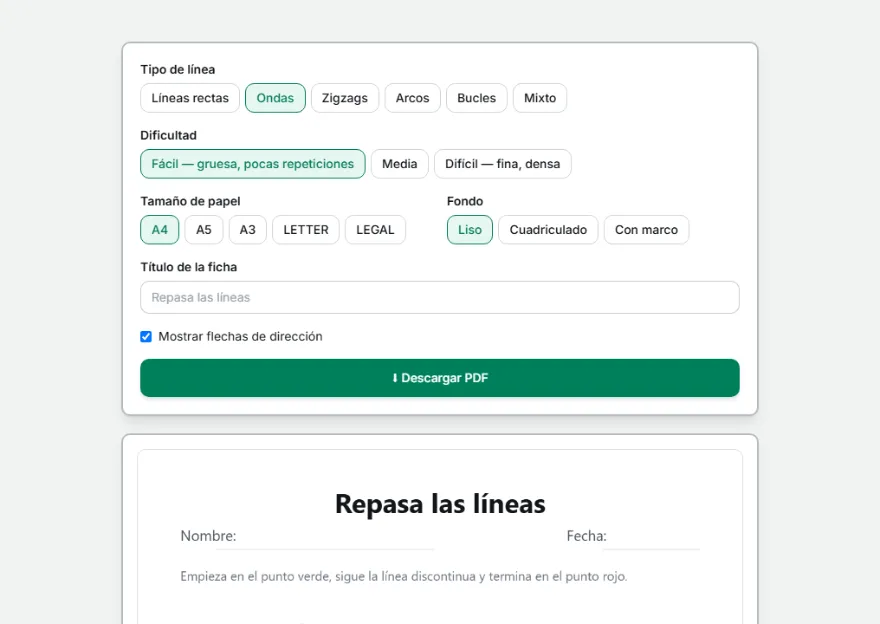 Elige un tipo de línea