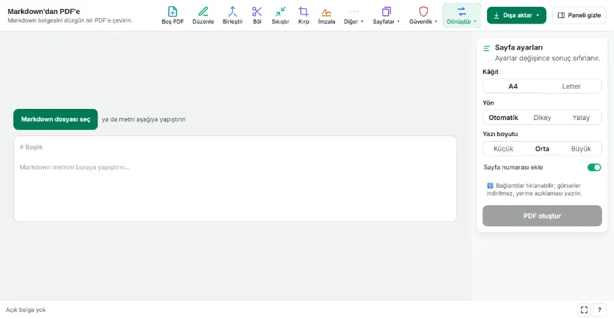 Markdown'ı ekleyin
