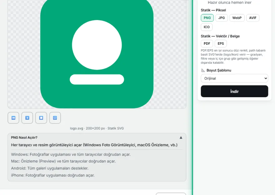 Hedef formatı seçin