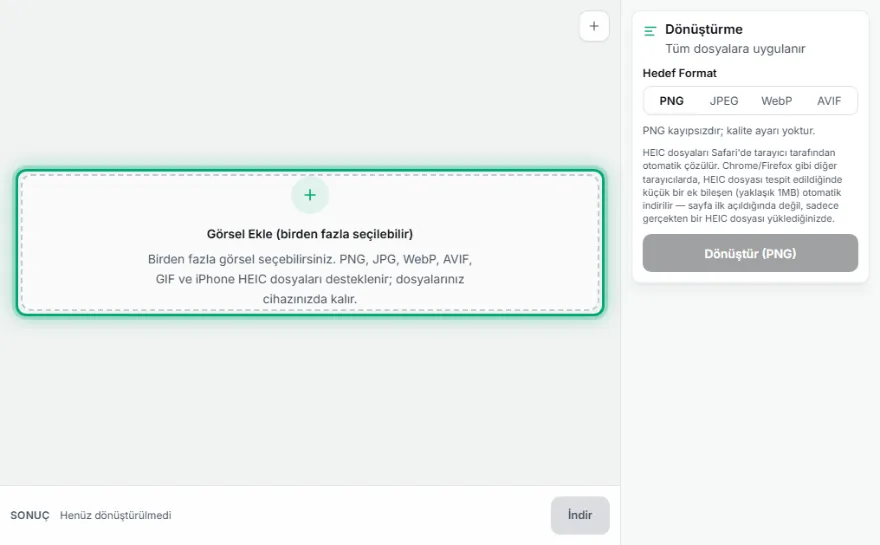 WebP dosyalarınızı ekleyin