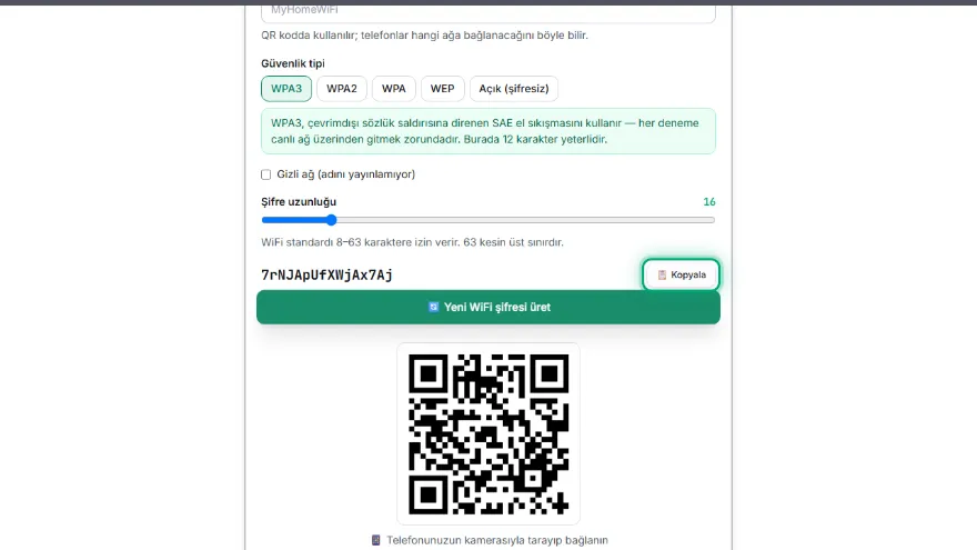 QR kodu paylaşın